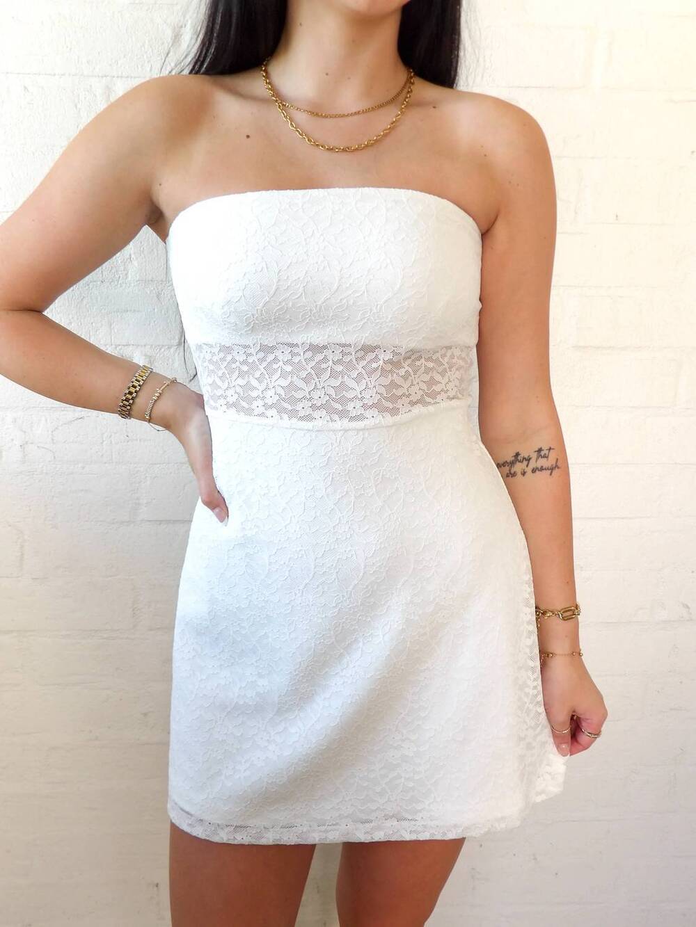 NEW LE LIS the haydee mini dress in white